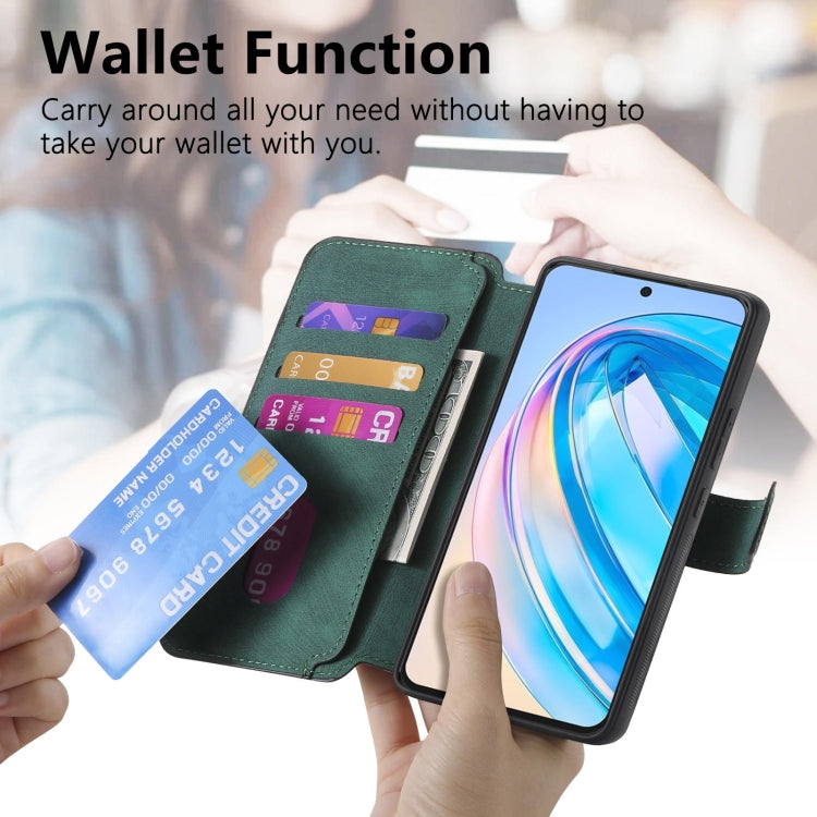 For Honor X8a CaseNeo MagSafe RFID Anti-theft Retro Leather Phone Case(Green) by CaseNeo