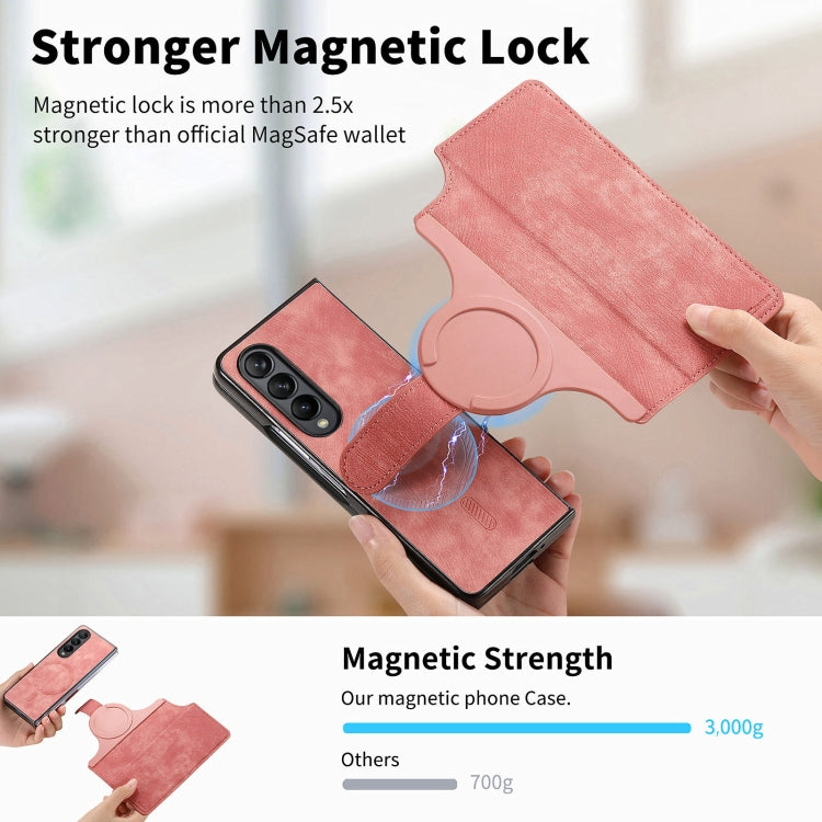 For Samsung Galaxy Z Fold4 CaseNeo MagSafe RFID Anti-theft Retro Leather Phone Case(Pink) by CaseNeo