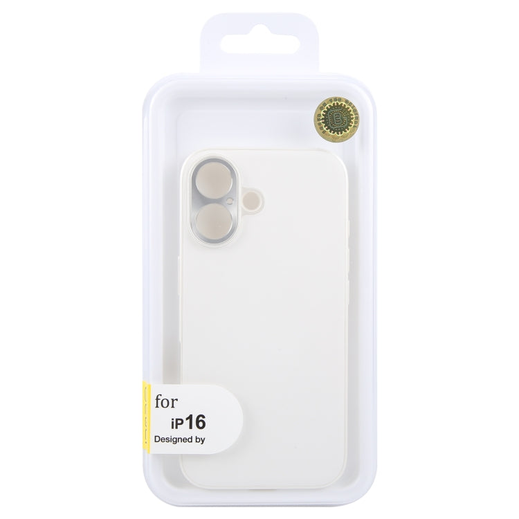 For iPhone 16 GEBEI Plain Leather TPU Hybrid PU Phone Case(White) by GEBEI