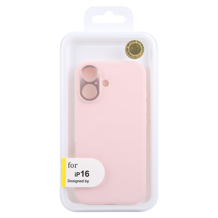 For iPhone 16 GEBEI Plain Leather TPU Hybrid PU Phone Case(Pink) by GEBEI