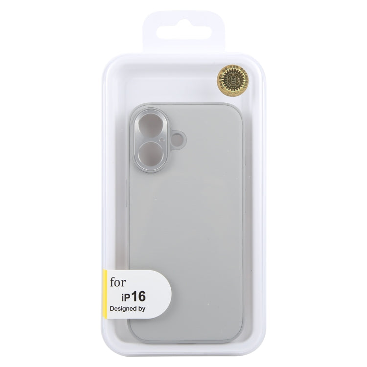 For iPhone 16 GEBEI Plain Leather TPU Hybrid PU Phone Case(Grey) by GEBEI