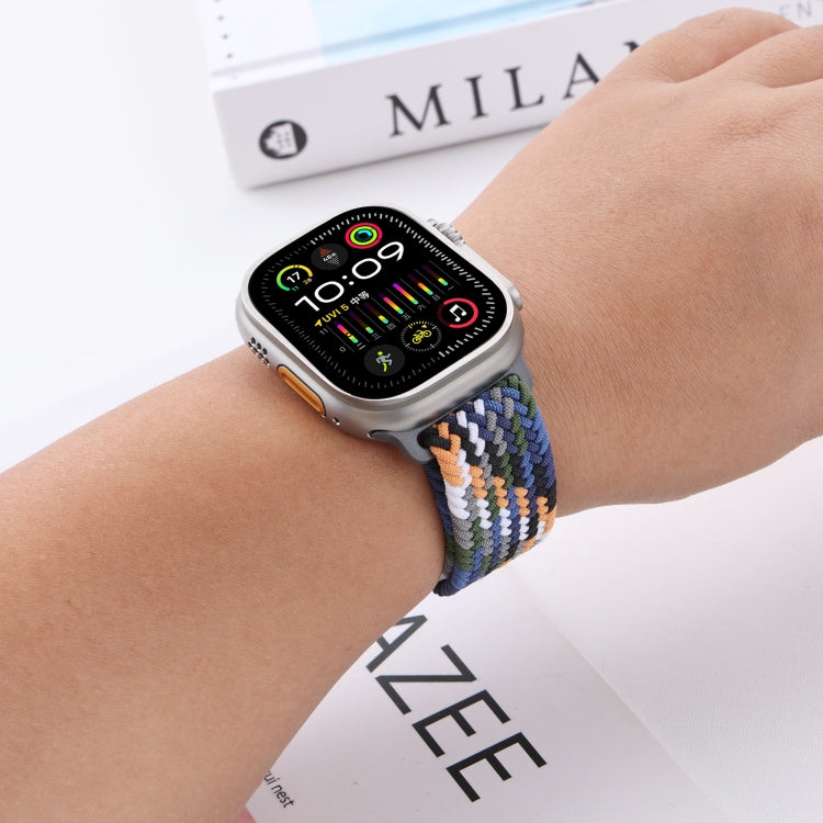 For Apple Watch 46mm / 49mm / 45mm / 44mm Snap Button Braided Watch Band(Black) by bashfashion