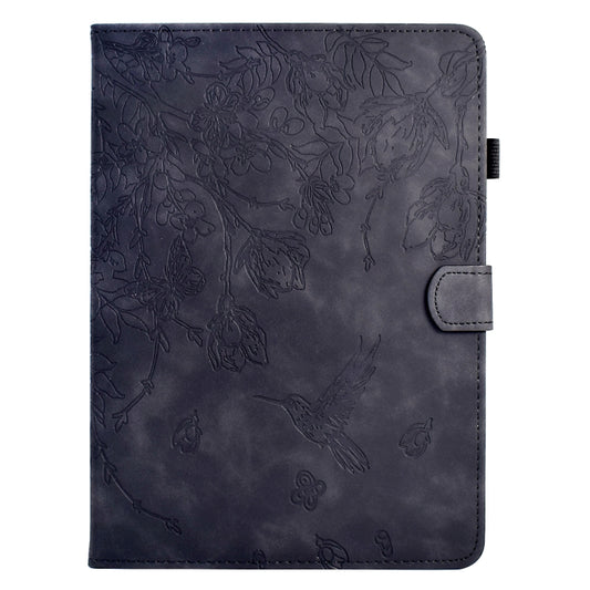 For Samsung Galaxy Tab A 10.1 T510 Flowers and Bird Embossed Leather Tablet Case(Black) by bashfashion