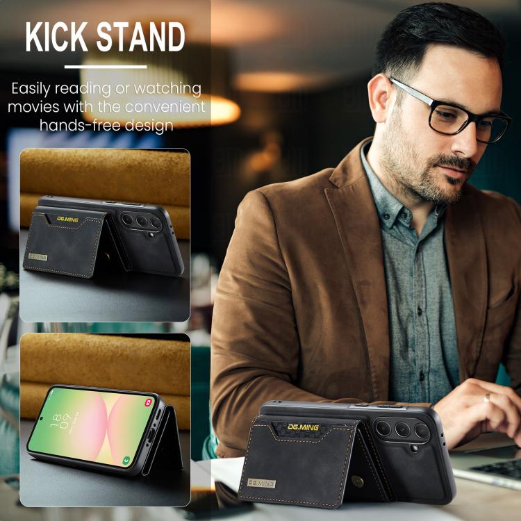 For Samsung Galaxy A56 5G DG.MING M2 Series 3-Fold Multi Card Bag + Magnetic Phone Case(Black) by DG.MING