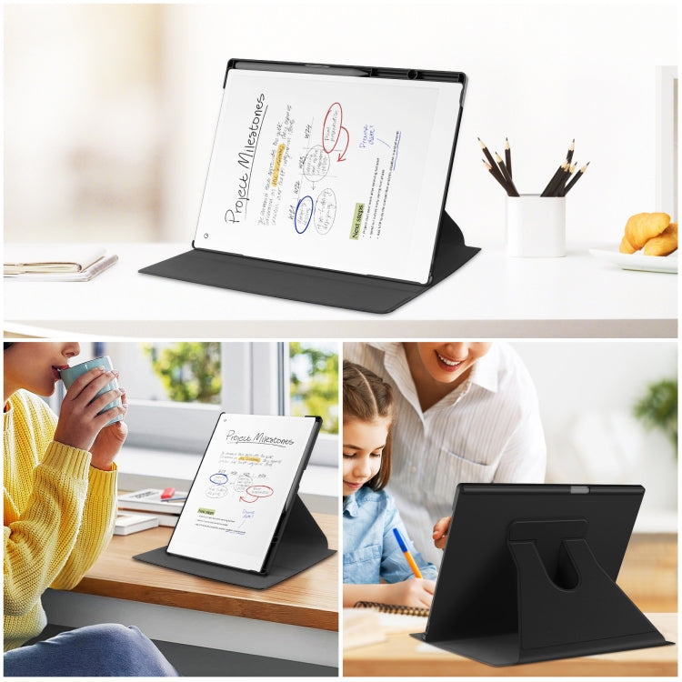 For reMarkable Paper Pro Voltage Holder Rotation Smart Leather Tablet Case(Black) by bashfashion