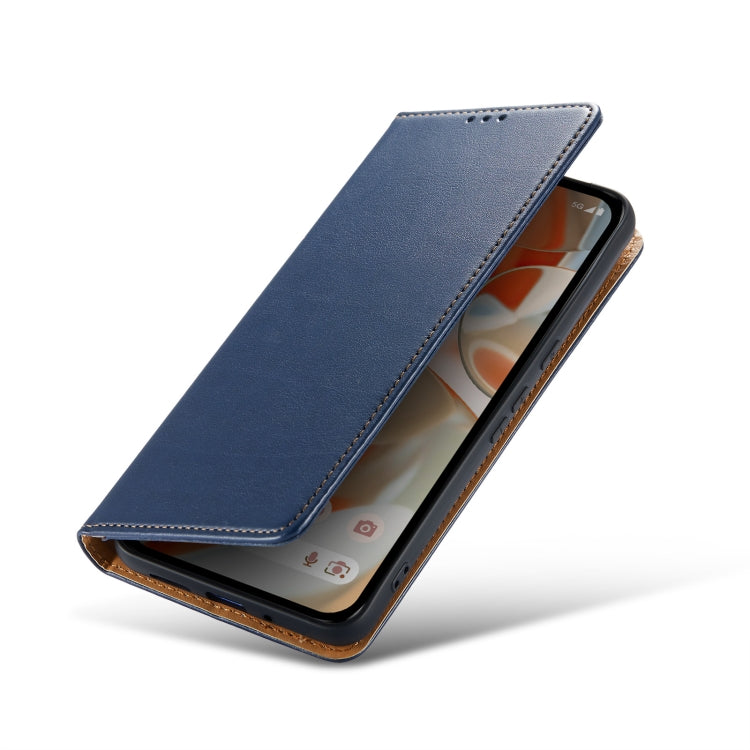 For Google Pixel 9 / 9 Pro Fierre Shann PU Genuine Leather Texture Phone Case(Blue) by FIERRE SHANN