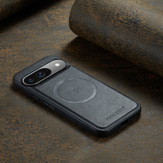 For Google Pixel 9 Pro XL Fierre Shann Cowhide Texture MagSafe Magnetic Phone Case(Black) by FIERRE SHANN