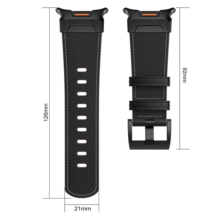 For Samsung Galaxy Watch Ultra 47mm / Ultra 2025 Mecha Style Leather Watch Band(Black Napa) by bashfashion