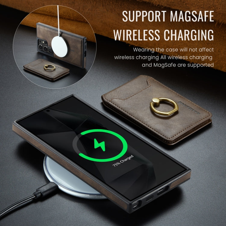 For Samsung Galaxy S24 Ultra 5G MAGKING K1 MagSafe Detachable Wallet RFID Back Cover Phone Case(Coffee) by MAGKING