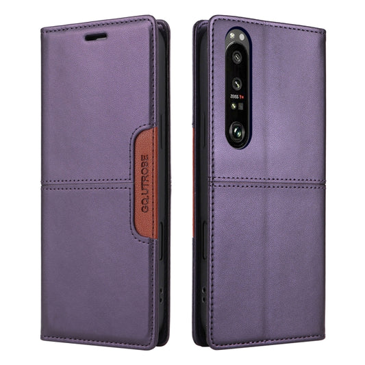 For Sony Xperia 1 III GQUTROBE G01 RFID Anti-theft Leather Phone Case(Purple) by GQUTROBE
