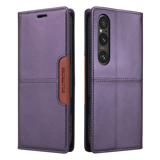 For Sony Xperia 1 V GQUTROBE G01 RFID Anti-theft Leather Phone Case(Purple) by GQUTROBE
