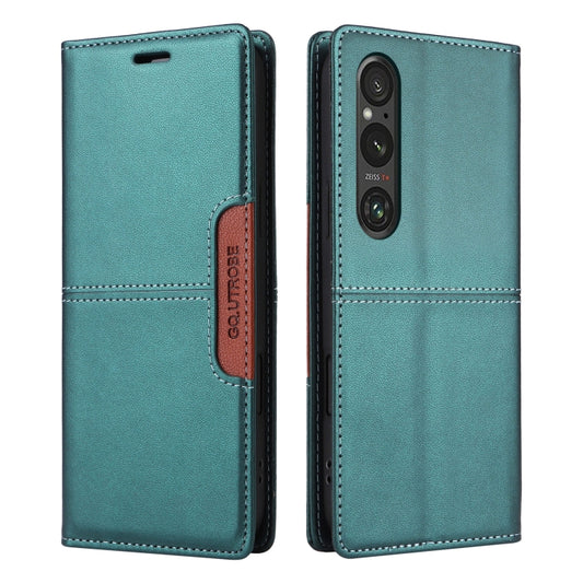 For Sony Xperia 1 V GQUTROBE G01 RFID Anti-theft Leather Phone Case(Green) by GQUTROBE
