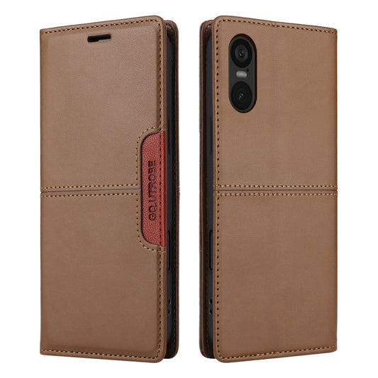For Sony Xperia 5 VI GQUTROBE G01 RFID Anti-theft Leather Phone Case(Brown) by GQUTROBE