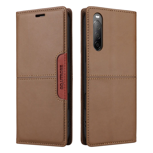 For Sony Xperia 10 II GQUTROBE G01 RFID Anti-theft Leather Phone Case(Brown) by GQUTROBE