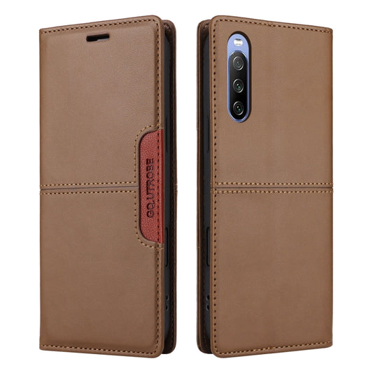 For Sony Xperia 10 III GQUTROBE G01 RFID Anti-theft Leather Phone Case(Brown) by GQUTROBE