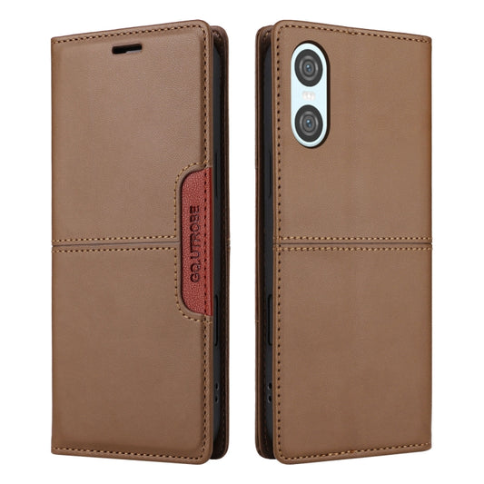 For Sony Xperia 10 VI GQUTROBE G01 RFID Anti-theft Leather Phone Case(Brown) by GQUTROBE
