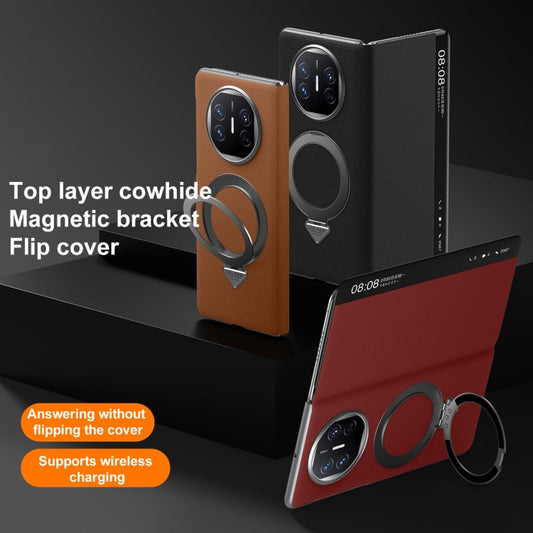 For Huawei Mate X5 / X3 SULADA Smart View Window MagSafe Magnetic Holder Leather Phone Case(Black) by SULADA