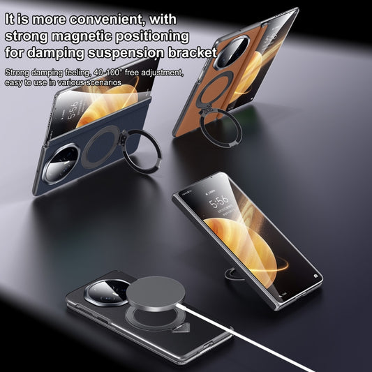 For Honor Magic V3 SULADA Top Grain Leather MagSafe Magnetic Holder Phone Case(Brown) by SULADA