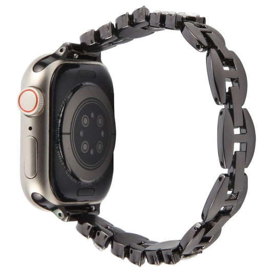 For Apple Watch 46mm / 49mm / 45mm / 44mm Quick Release Leaf Diamond Alloy Slim Watch Band(Black) by bashfashion