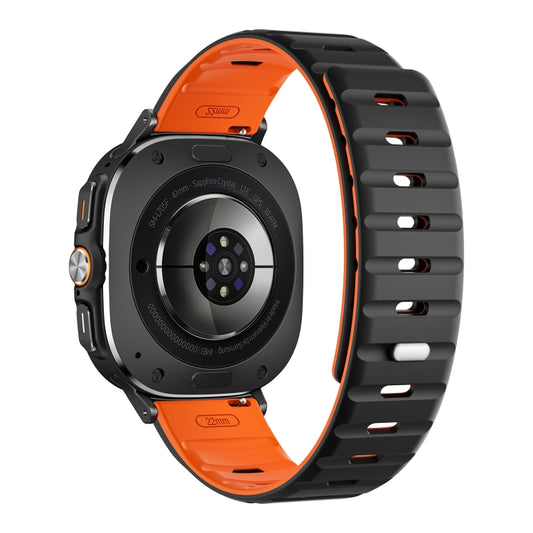 For Samsung Galaxy Watch Ultra 47mm / Ultra 2025 Magnetic Silicone Watch Band(Black Orange+Black) by bashfashion