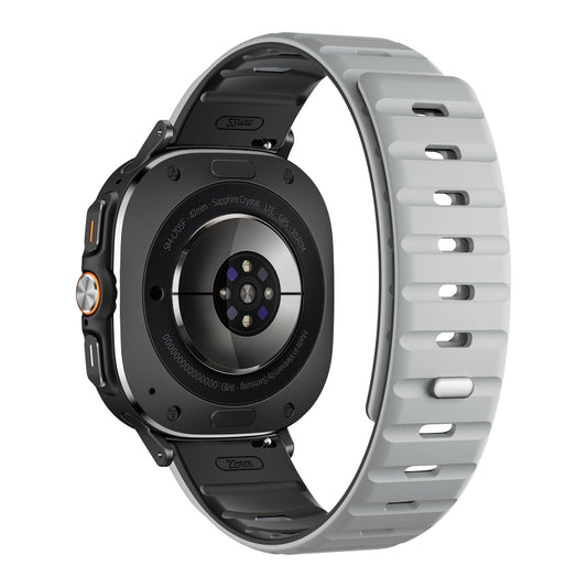 For Samsung Galaxy Watch Ultra 47mm / Ultra 2025 Magnetic Silicone Watch Band(Light Grey Black+Black) by bashfashion