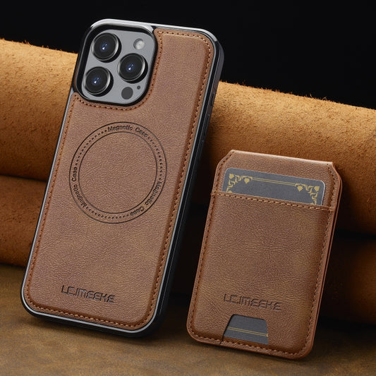 For iPhone 16 Pro LC.IMEEKE L3 Series Detachable RFID Card Bag Magsafe Phone Case(Brown) by LC.IMEEKE