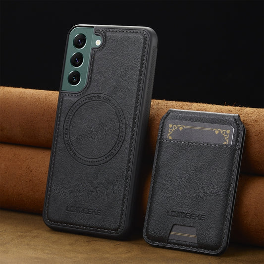 For Samsung Galaxy S22 5G LC.IMEEKE L3 Series Detachable RFID Card Bag Magsafe Phone Case(Black) by LC.IMEEKE