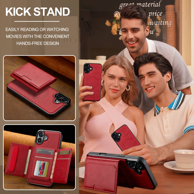 For iPhone 16 LC.IMEEKE L5 Series Detachable RFID Card Bag Magsafe Phone Case(Red) by LC.IMEEKE