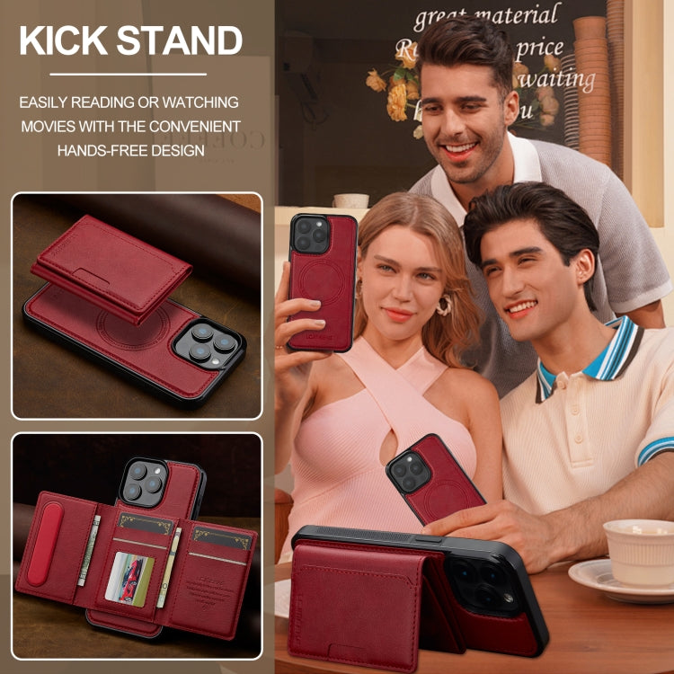 For iPhone 14 Pro Max LC.IMEEKE L5 Series Detachable RFID Card Bag Magsafe Phone Case(Red) by LC.IMEEKE