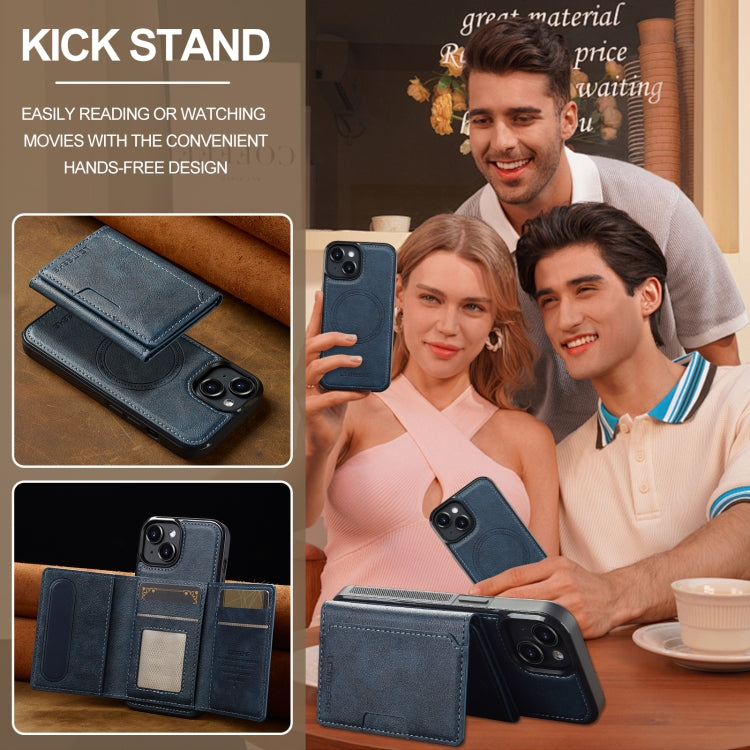 For iPhone 15 Plus / 14 Plus LC.IMEEKE L5 Series Detachable RFID Card Bag Magsafe Phone Case(Blue) by LC.IMEEKE