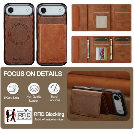 For iPhone Air LC.IMEEKE L5 Series Detachable RFID Card Bag Magsafe Phone Case(Brown) by LC.IMEEKE
