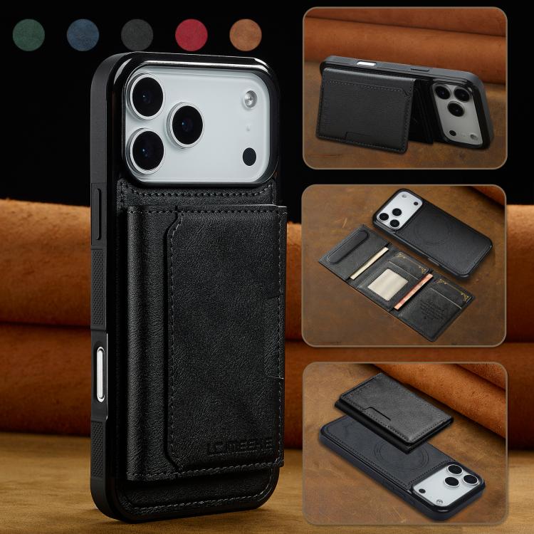 For iPhone 17 Pro LC.IMEEKE L5 Series Detachable RFID Card Bag Magsafe Phone Case(Black) by LC.IMEEKE