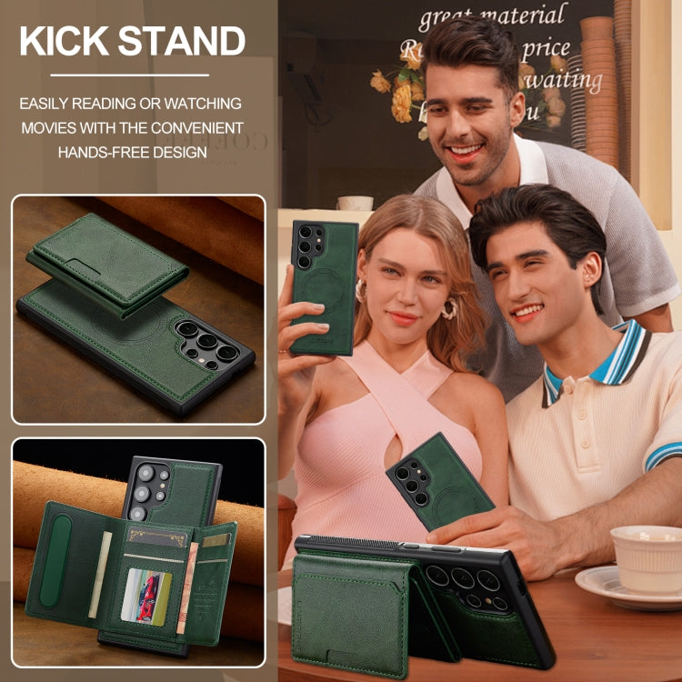 For Samsung Galaxy S23 Ultra 5G LC.IMEEKE L5 Series Detachable RFID Card Bag Magsafe Phone Case(Green) by LC.IMEEKE