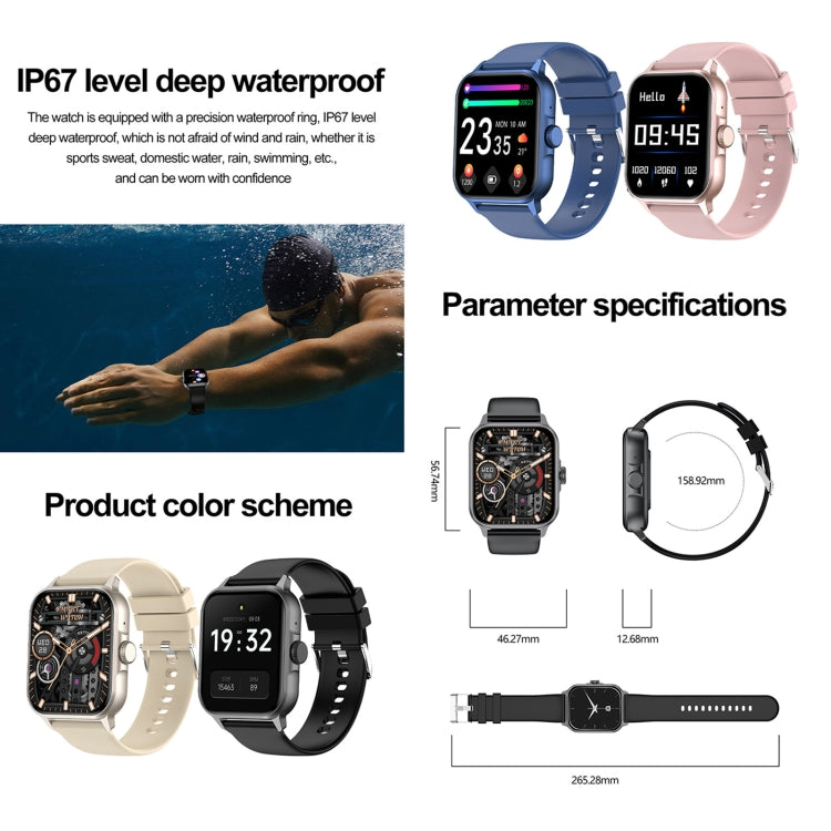 ZW36A 1.83 inch BT Call Smart Watch, Blood oxygen / Blood Pressure / Heart Rate(Black) by bashfashion