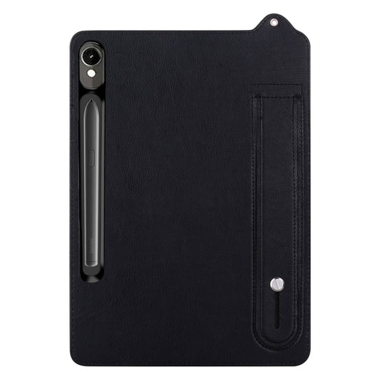 For Samsung Galaxy Tab S10 / S9 / S11 TPU Leather Back Tablet Case with Wristband(Black) by bashfashion
