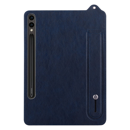 For Samsung Galaxy Tab S10+ / S9+ / S8+ TPU Leather Back Tablet Case with Wristband(Dark Blue) by bashfashion