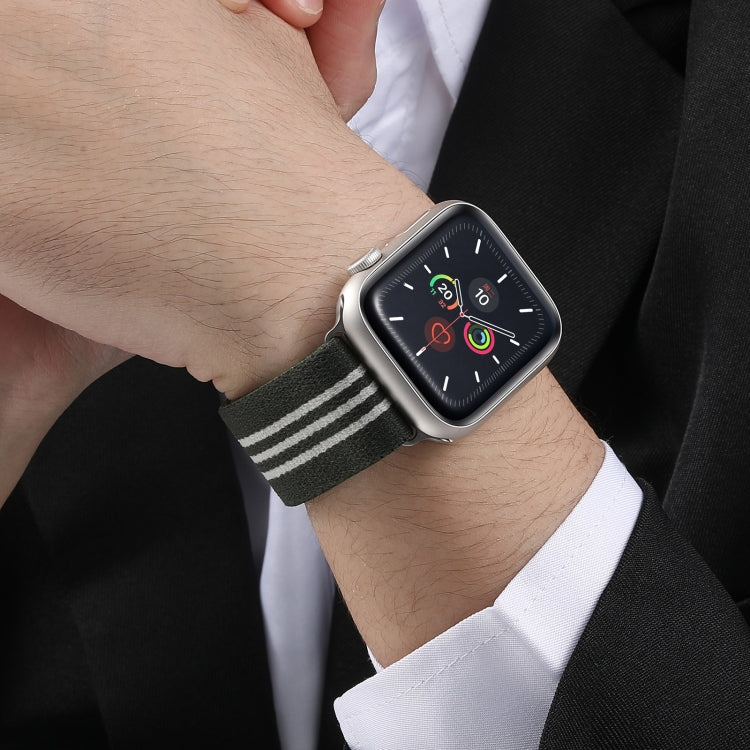 For Apple Watch 46mm / 49mm / 45mm / 44mm Parachute Buckle 3-Stripe Braided Nylon Watch Band(Grey White) by bashfashion