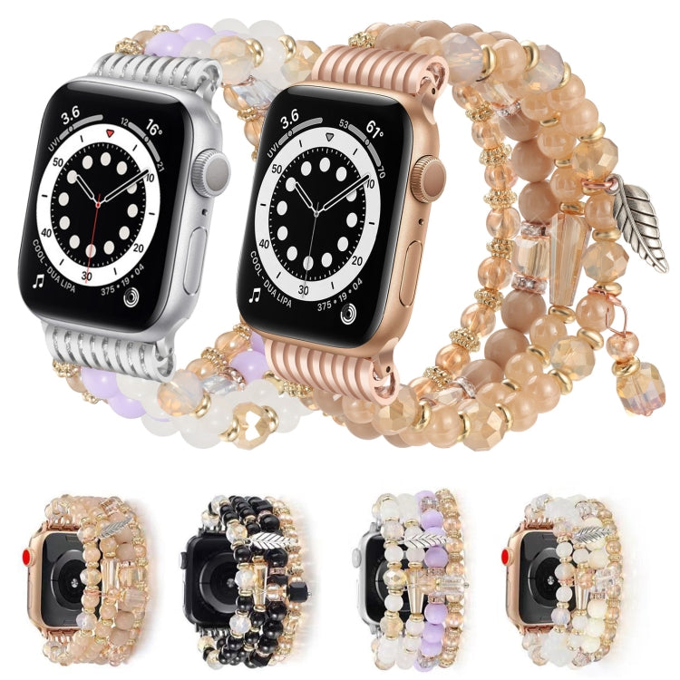 For Apple Watch 42mm / 41mm / 40mm / 38mm Tassel Beaded Chain Watch Band(Rose Gold) by bashfashion