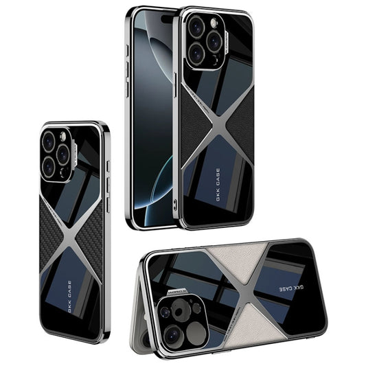 For iPhone 16 Pro Max GKK Leather Electroplating Supersonic Speed Shockproof Phone Case(Carbon Fibre) by GKK