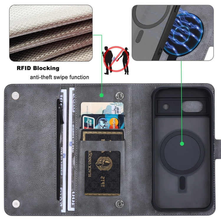 For Google Pixel 8a ViLi GVB Series MagSafe Magnetic RFID Leather Phone Case(Grey) by ViLi