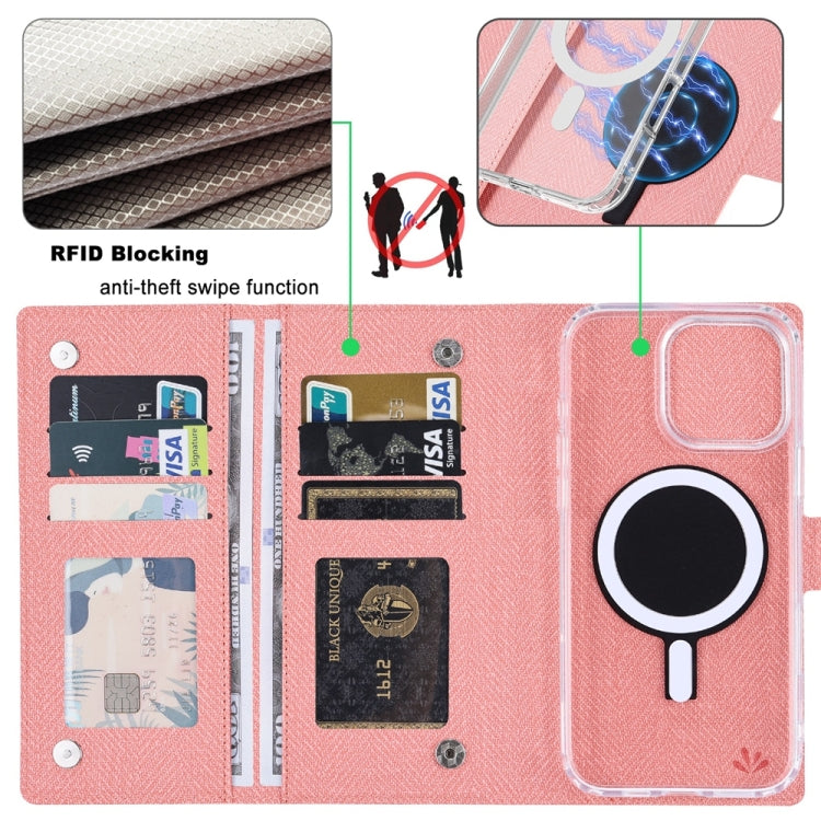 For iPhone 15 Plus ViLi GBS-C Series MagSafe Magnetic RFID Leather Flip Phone Case(Pink) by ViLi
