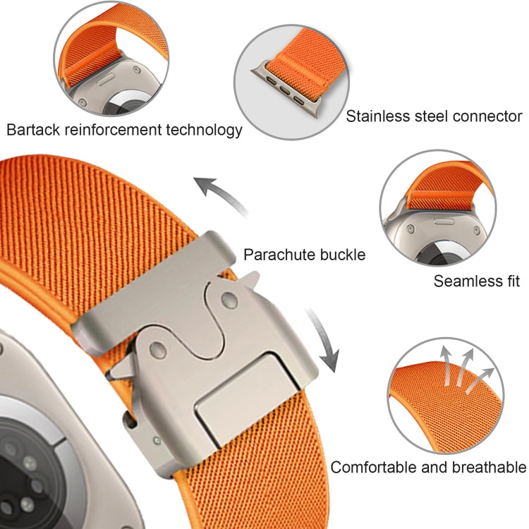 For Apple Watch 46mm / 49mm / 45mm / 44mm Parachute Buckle Elastic Nylon Watch Band(Orange) by bashfashion