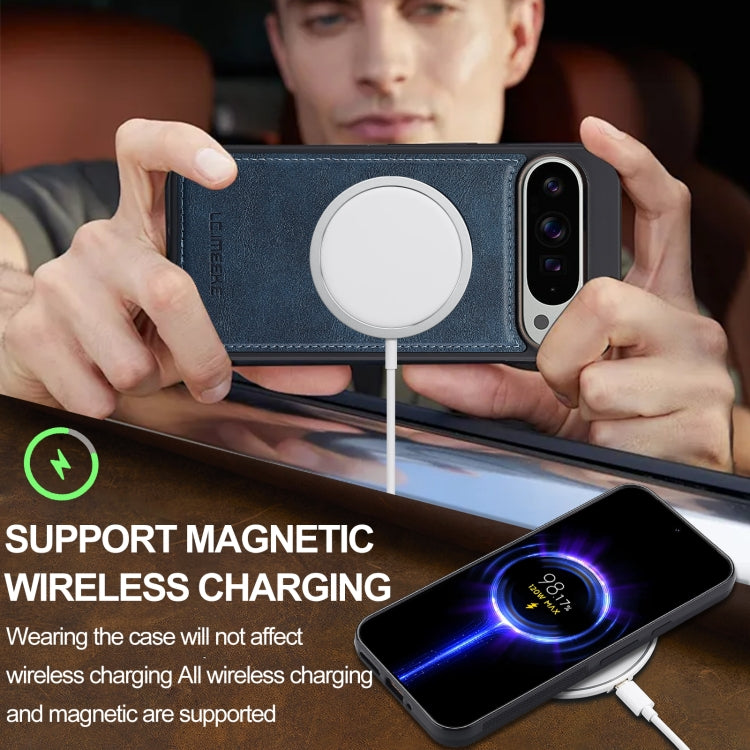 For Google Pixel 9 / 9 Pro LC.IMEEKE L3 Series Detachable RFID Card Bag Magsafe Phone Case(Blue) by LC.IMEEKE