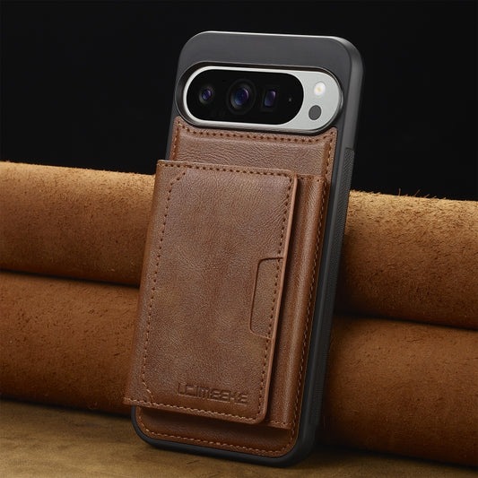 For Google Pixel 9 Pro XL LC.IMEEKE L5 Series Detachable RFID Card Bag Magsafe Phone Case(Brown) by LC.IMEEKE