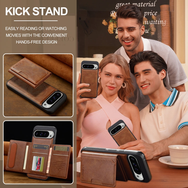 For Google Pixel 9 Pro XL LC.IMEEKE L5 Series Detachable RFID Card Bag Magsafe Phone Case(Brown) by LC.IMEEKE