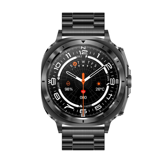 ET492 1.43 inch AMOLED Screen Steel Strap Smart Watch Supports ECG/Blood Sugar Monitoring(Black) by bashfashion