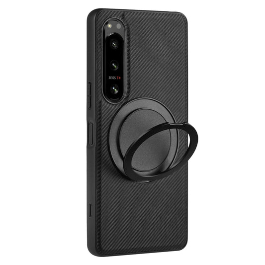 For Sony Xperia 5 IV ViLi TCY Series Kevlar Leather Texture Rotating Holder Phone Case(Black) by ViLi