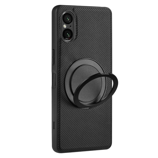 For Sony Xperia 5 V ViLi TCY Series Kevlar Leather Texture Rotating Holder Phone Case(Black) by ViLi