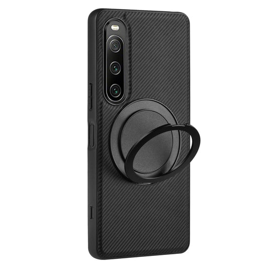 For Sony Xperia 10 V ViLi TCY Series Kevlar Leather Texture Rotating Holder Phone Case(Black) by ViLi