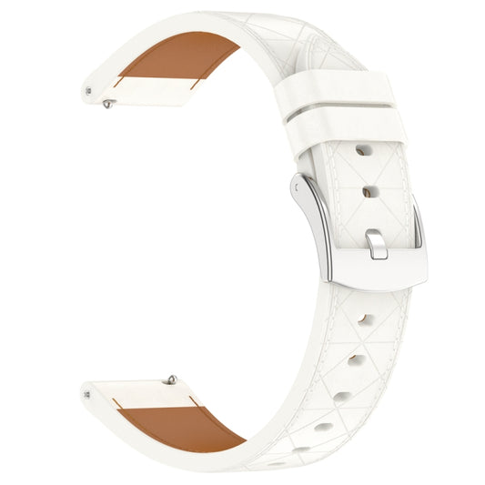18mm Square Leather Silver Buckle Watch Band(White) by bashfashion